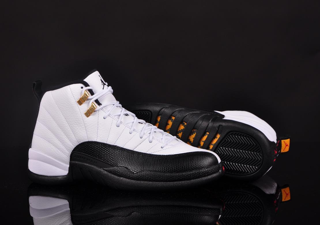 Air jordan 12 retro white black taxi hot sale varsity red