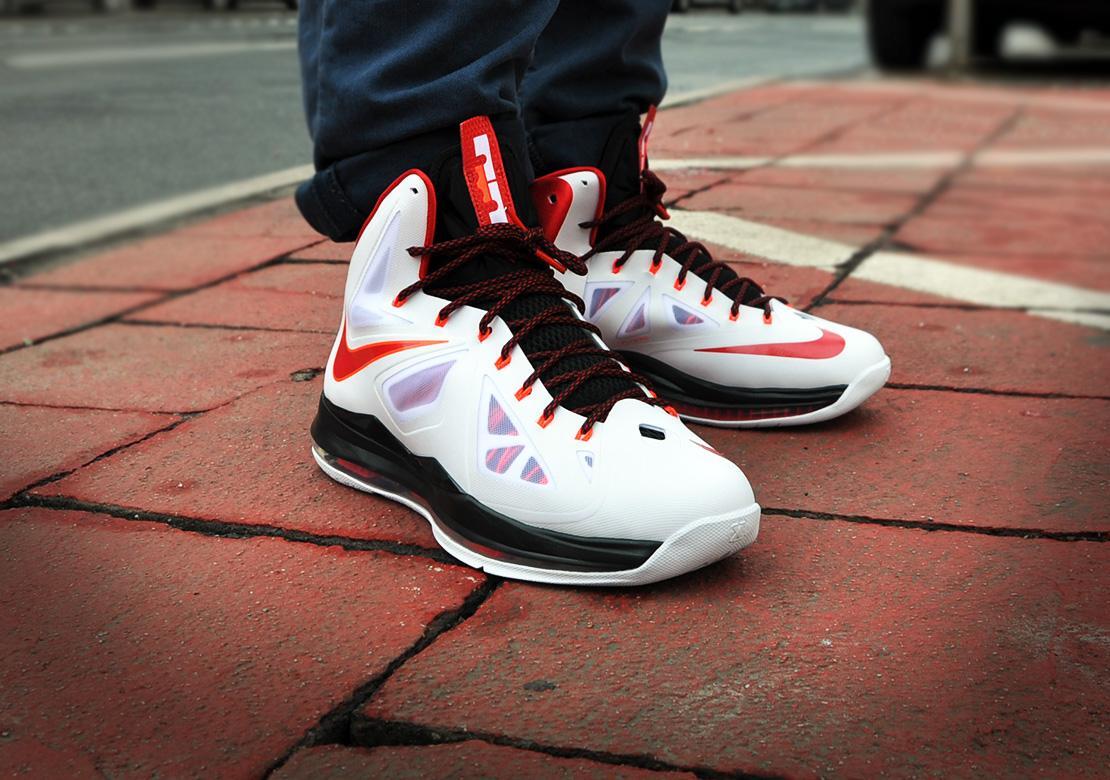 Nike Air Sneaker Mens 12 Lebron X Home James White Red Black Orange 541100-100 Nike Air Sneaker Mens 12 Lebron X Home James White Red Black  main image 4