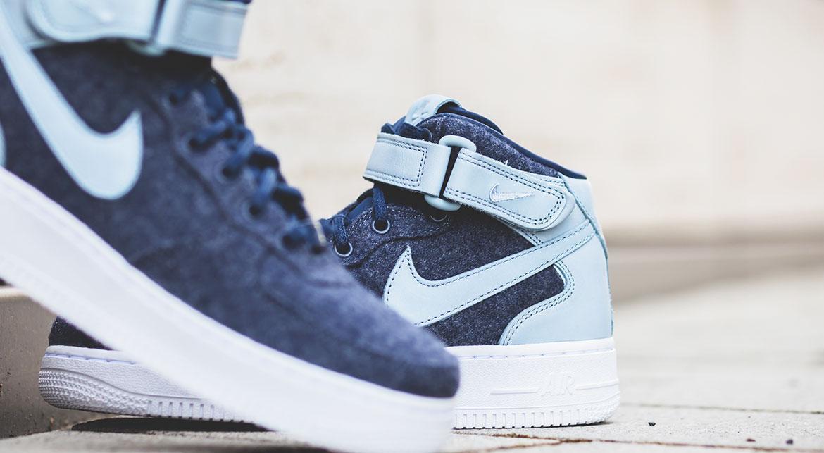 Nike Women W Air Force 1 '07 Mid Lthr PRM (Midnight Navy / Midnight Navy-Blue Grey)