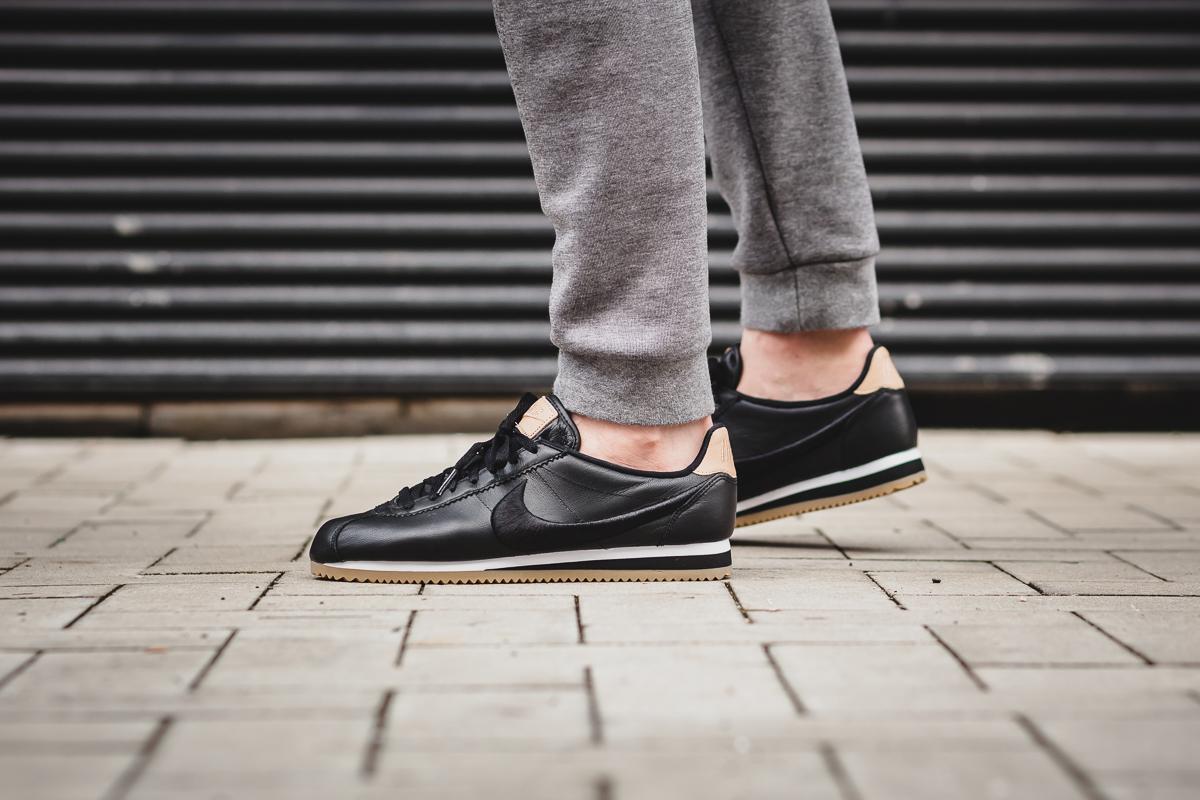 nike cortez black leather
