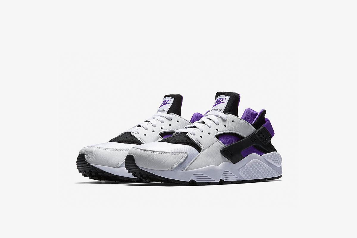 nike huarache purple and white