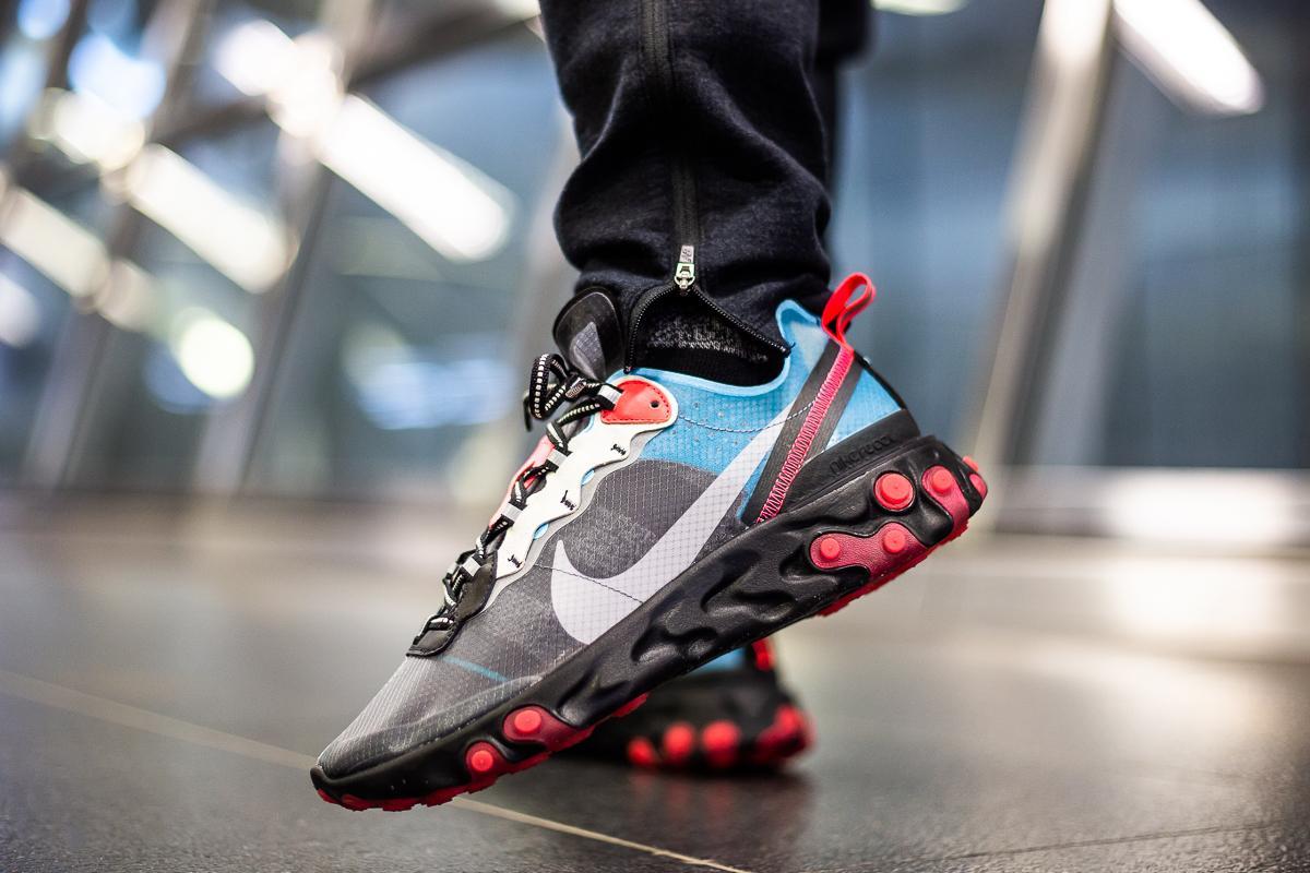 nike react element 87 black cool grey blue chill