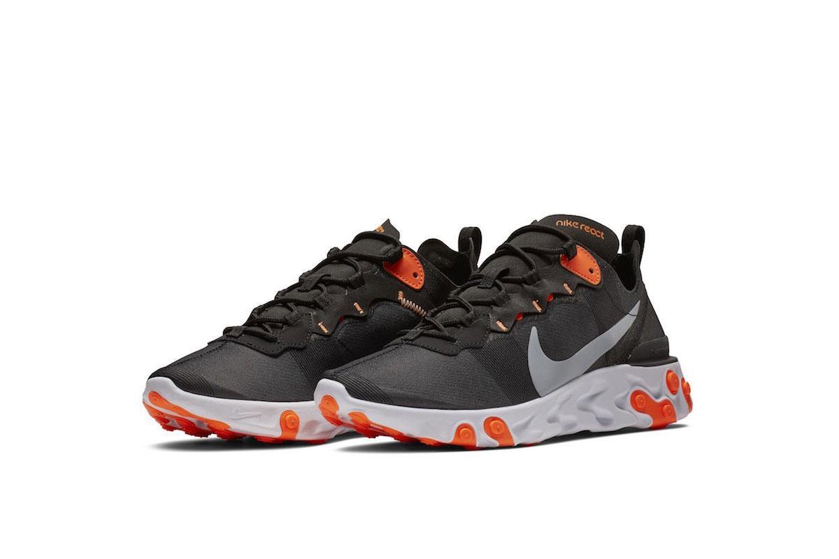 nike react element 55 black cool grey total orange