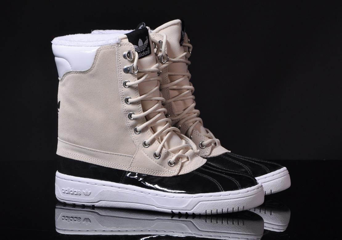 black and white duck boots