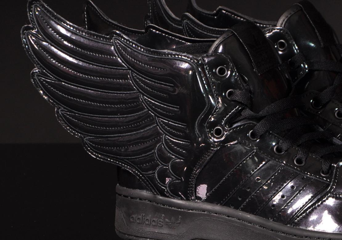 adidas gazelle silver green womens Adidas x Jeremy Scott Women's JS New Wings Core Black / Footwear White High  Top Sneakers main image 1
