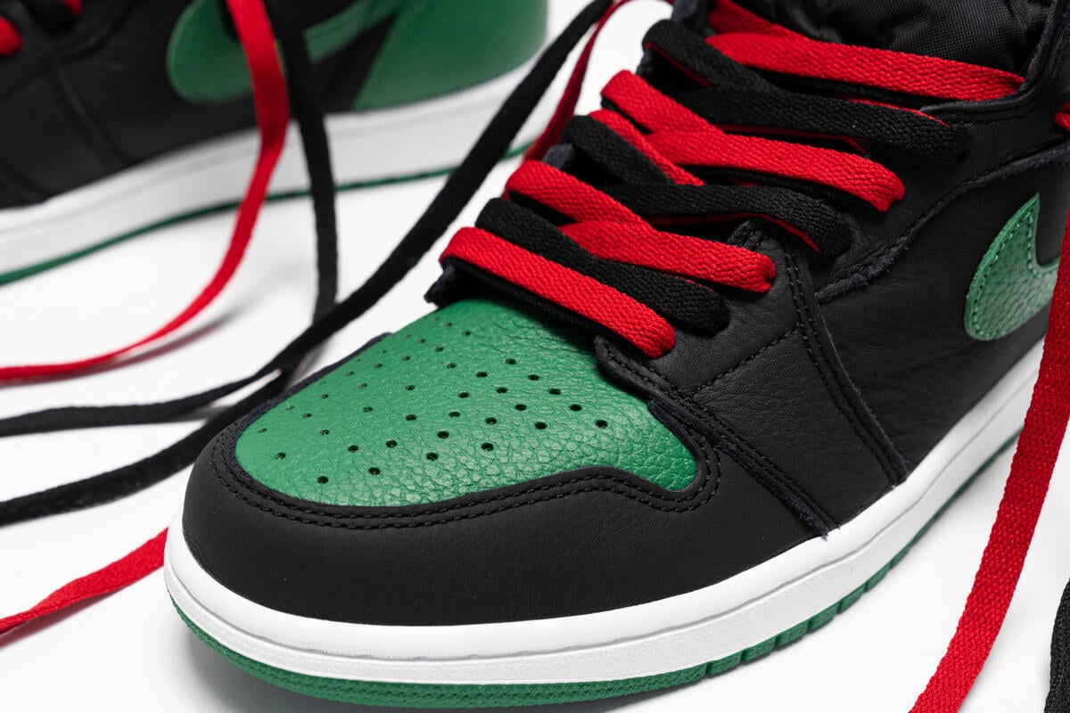 pine green 1s with red laces