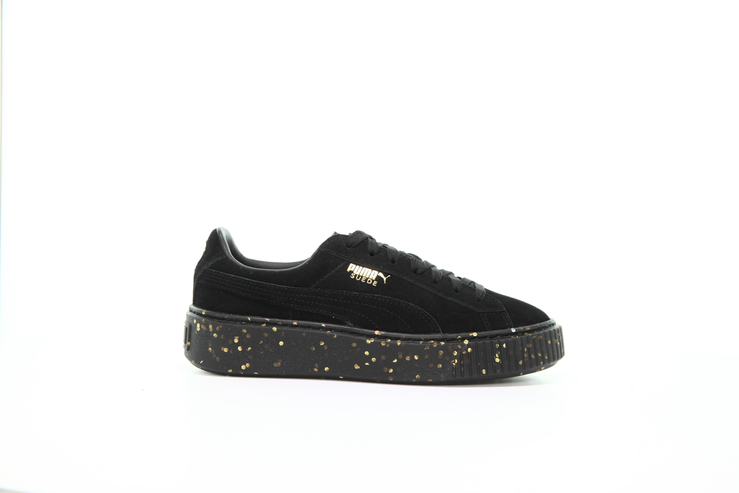 Puma suede platform black gold online