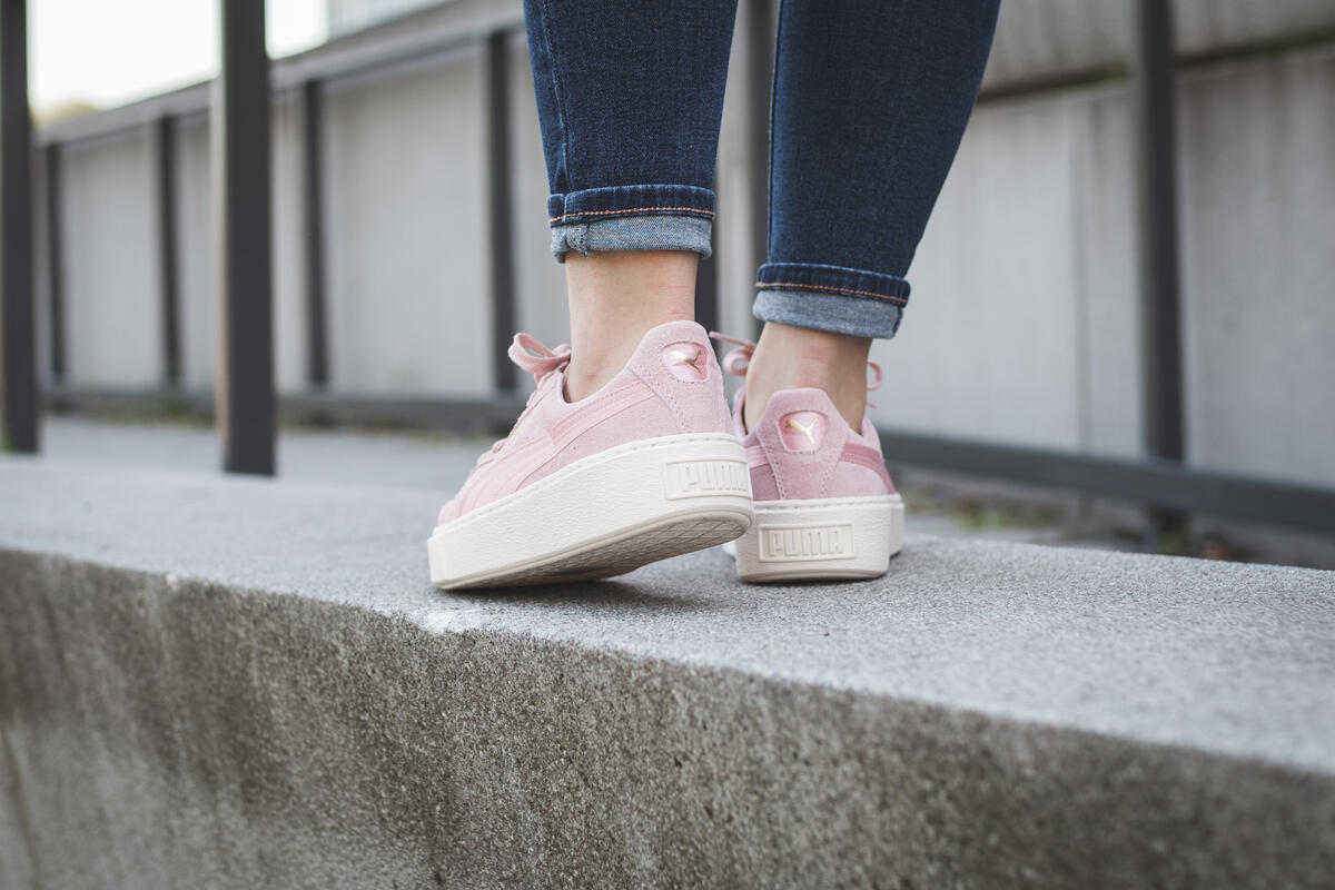 Deals Puma Puma Suede Satin Platform Sneakers In Pink Puma Basket