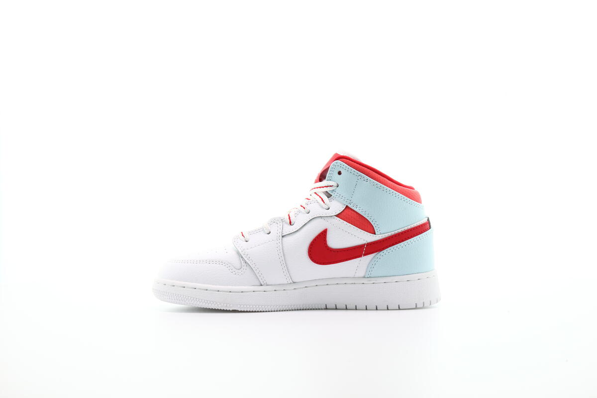 Air Jordan 1 Mid 'White/University Red-Topaz Mist' (GS) - Image 4