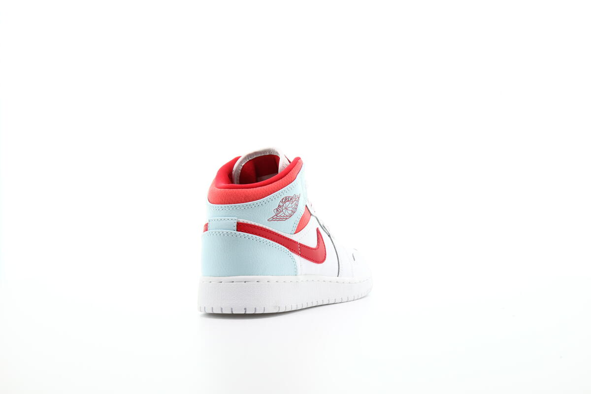 Air Jordan 1 Mid 'White/University Red-Topaz Mist' (GS) - Image 6