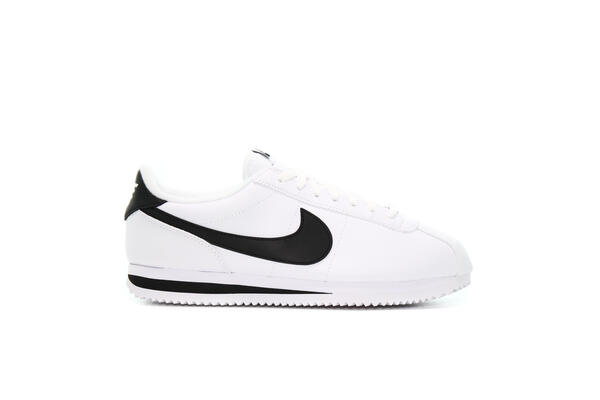 Nike Cortez Basic Leather Black/White/Silver Ladies Walking Shoes - Black/ White/Metallic Silver, Discount Nike Ladies Athletic & More 
