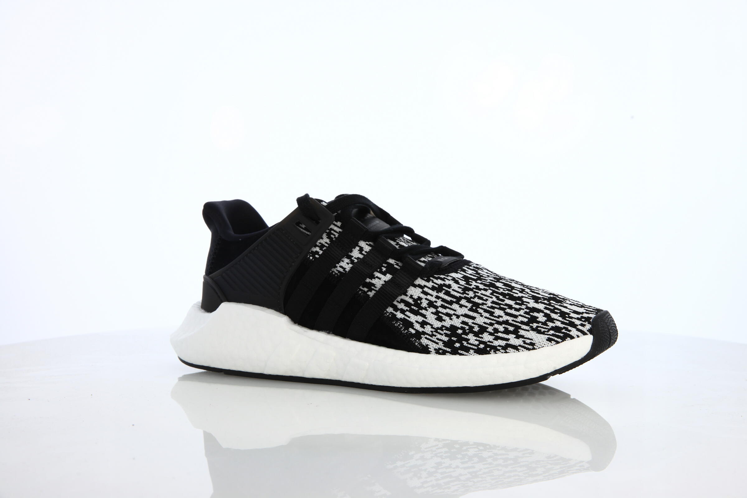 Adidas Originals EQT Support 93/17 Shoes Mens Sz 9.5 Black/White Sneakers BZ0584 Adidas Equipment EQT Support Boost 93-17 Black White Glitch  main image 3