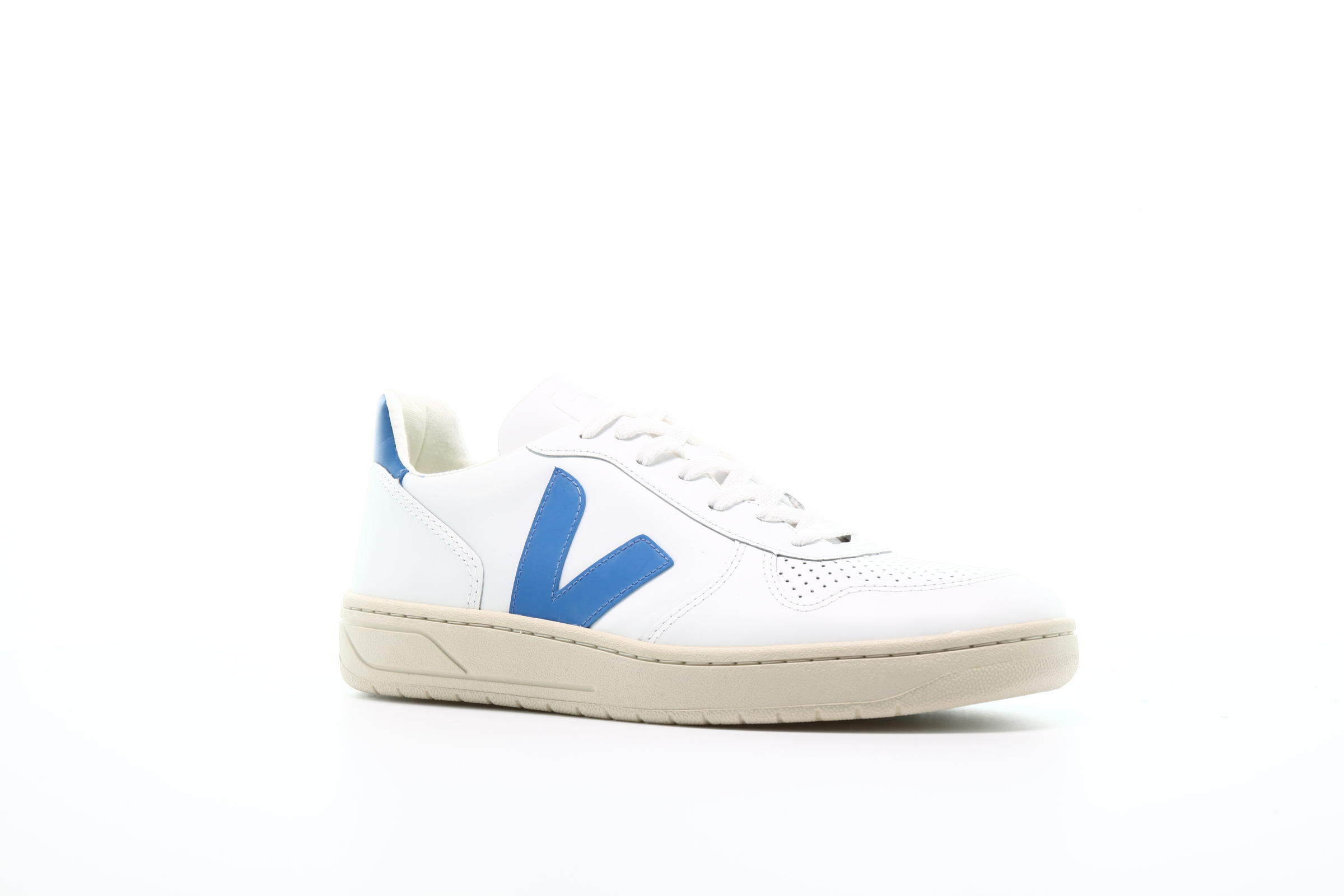 Veja V10 Leather Extra "White / Swedish Blue"