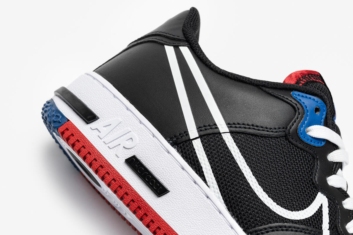 air force 1 react black white red