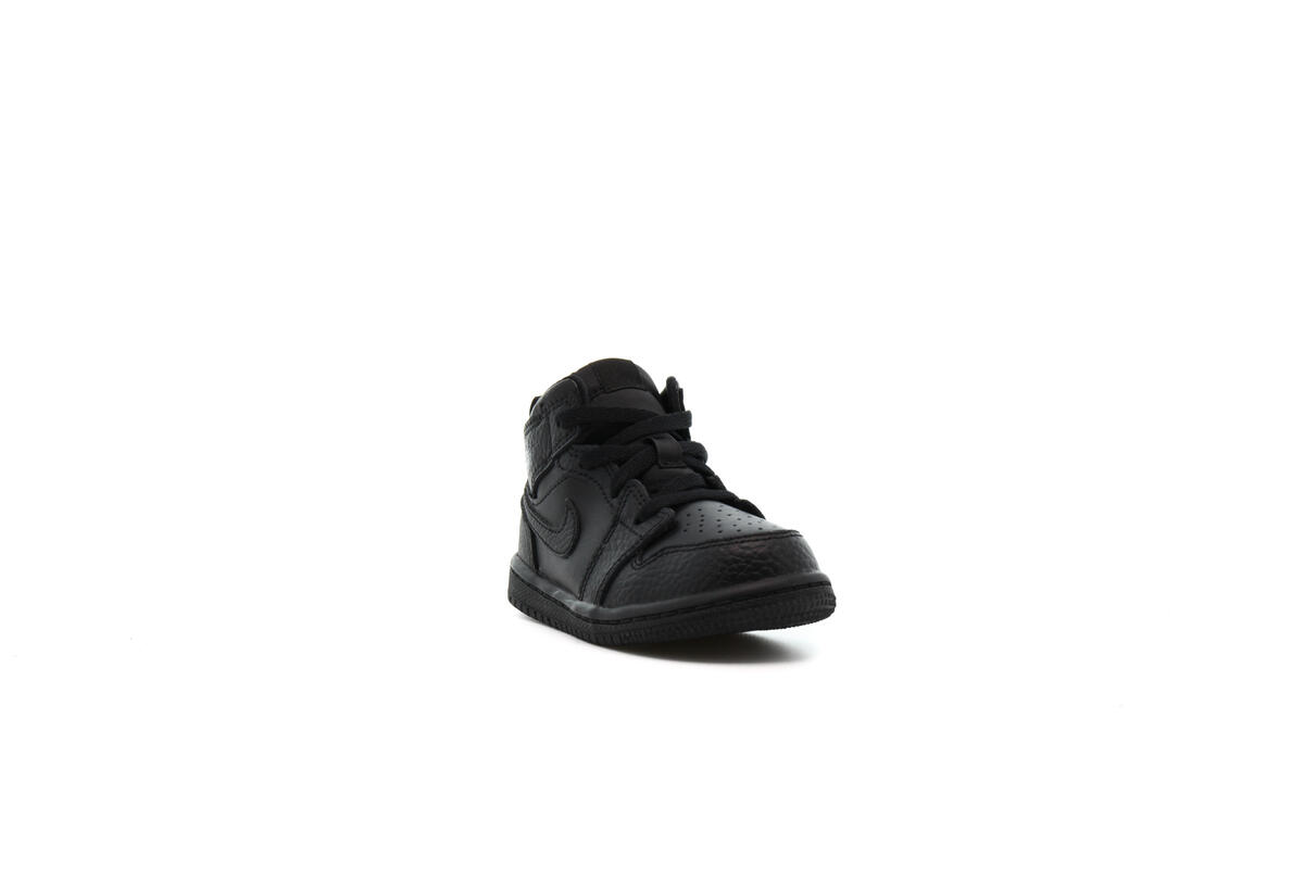 Air Jordan Kids' Mid 1 Triple Black (TD) - Image 7
