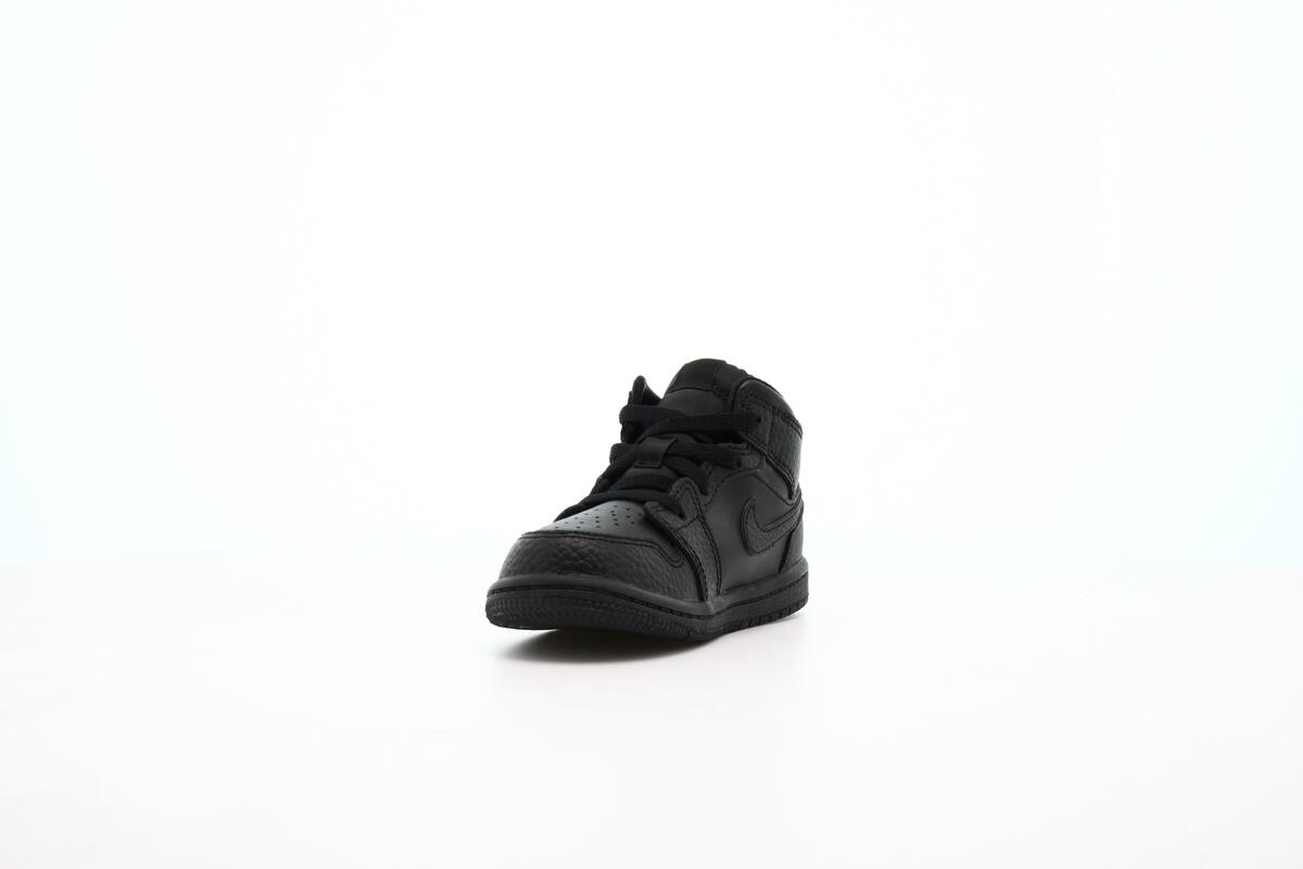 Air Jordan Kids' Mid 1 Triple Black (TD) - Image 9