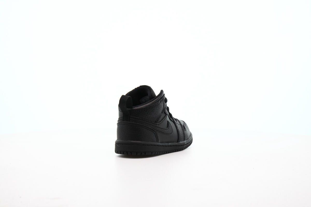 Air Jordan Kids' Mid 1 Triple Black (TD) - Image 15