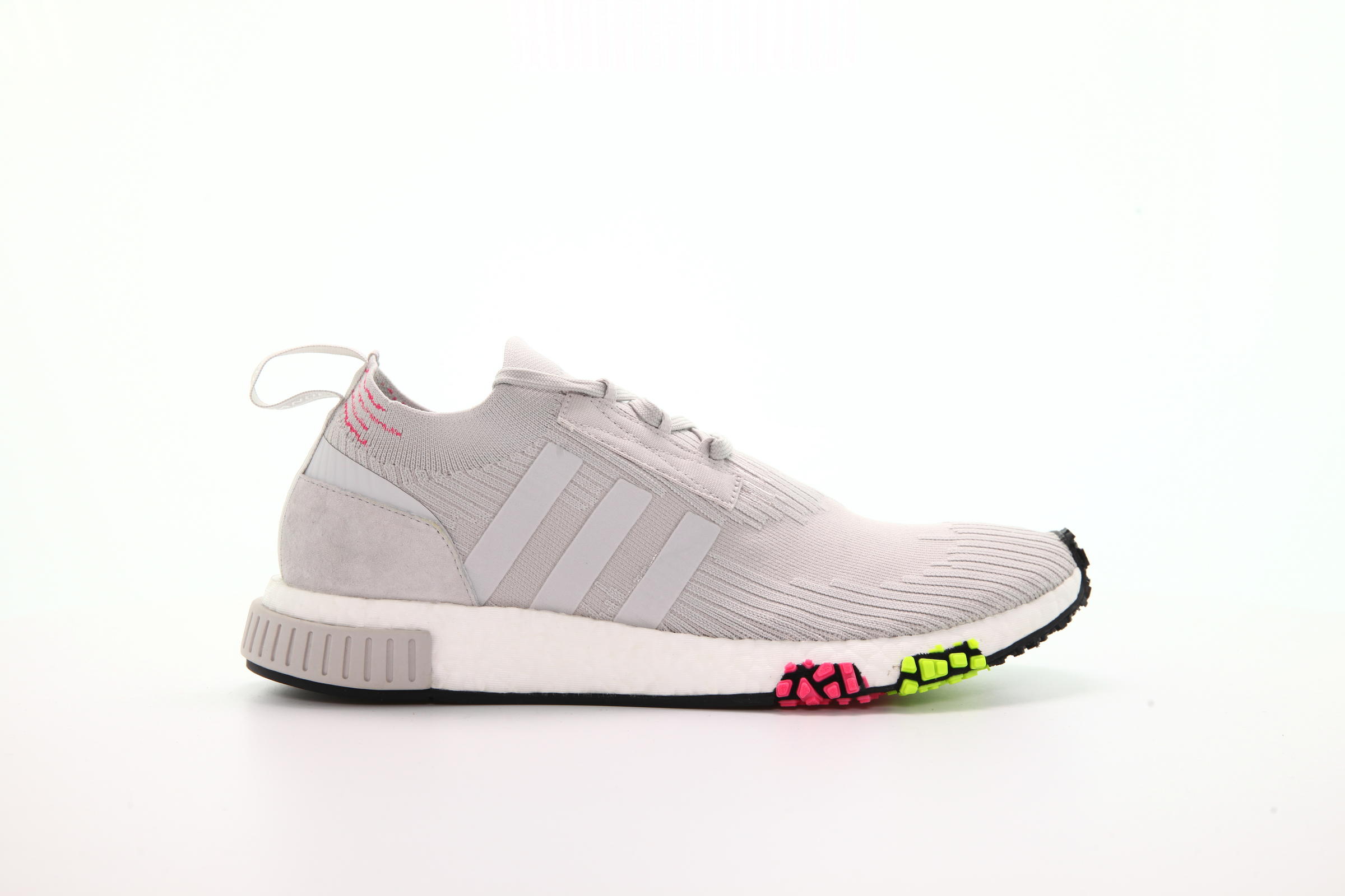 Nmd racer primeknit trainer grey one solar pink best sale