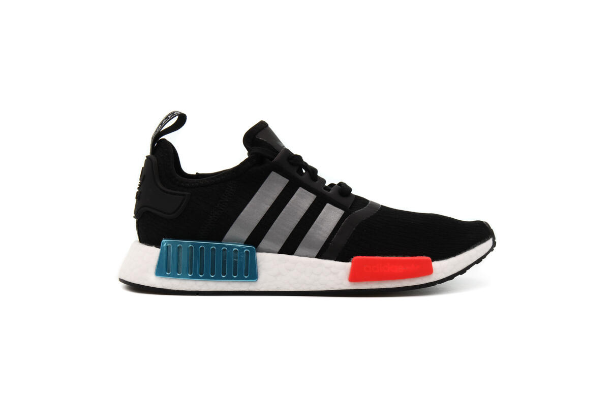 Adidas NMD R1 Black / Platinum / Solar Red - Image 2