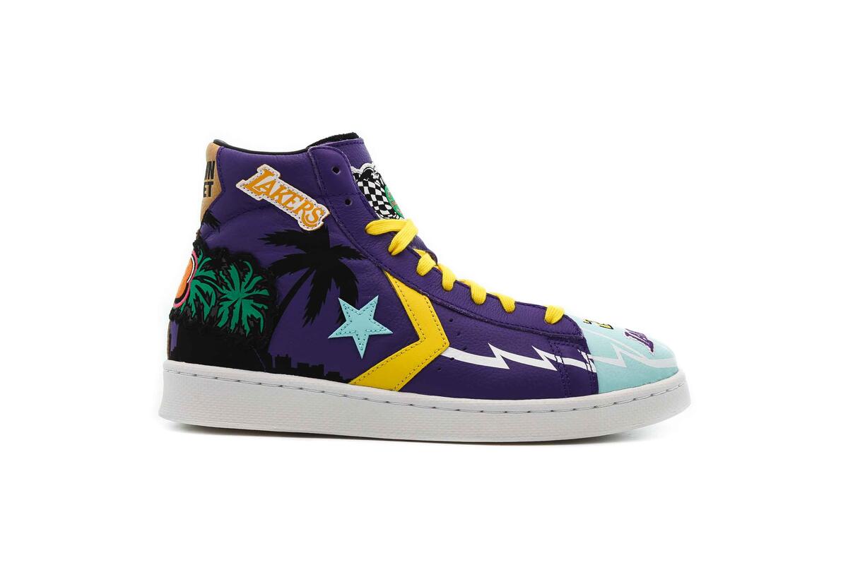 Converse x CTM x NBA x Mens Pro Leather Hi Prism 'Violet Poolside' Shoes - Image 11