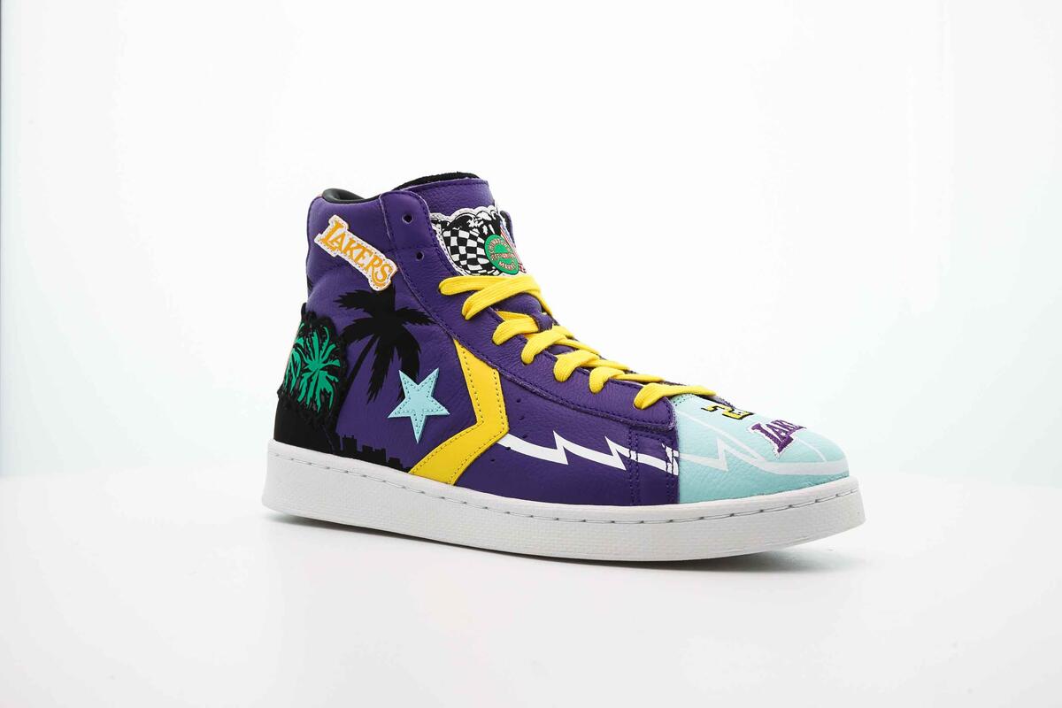 Converse x CTM x NBA x Mens Pro Leather Hi Prism 'Violet Poolside' Shoes - Image 12