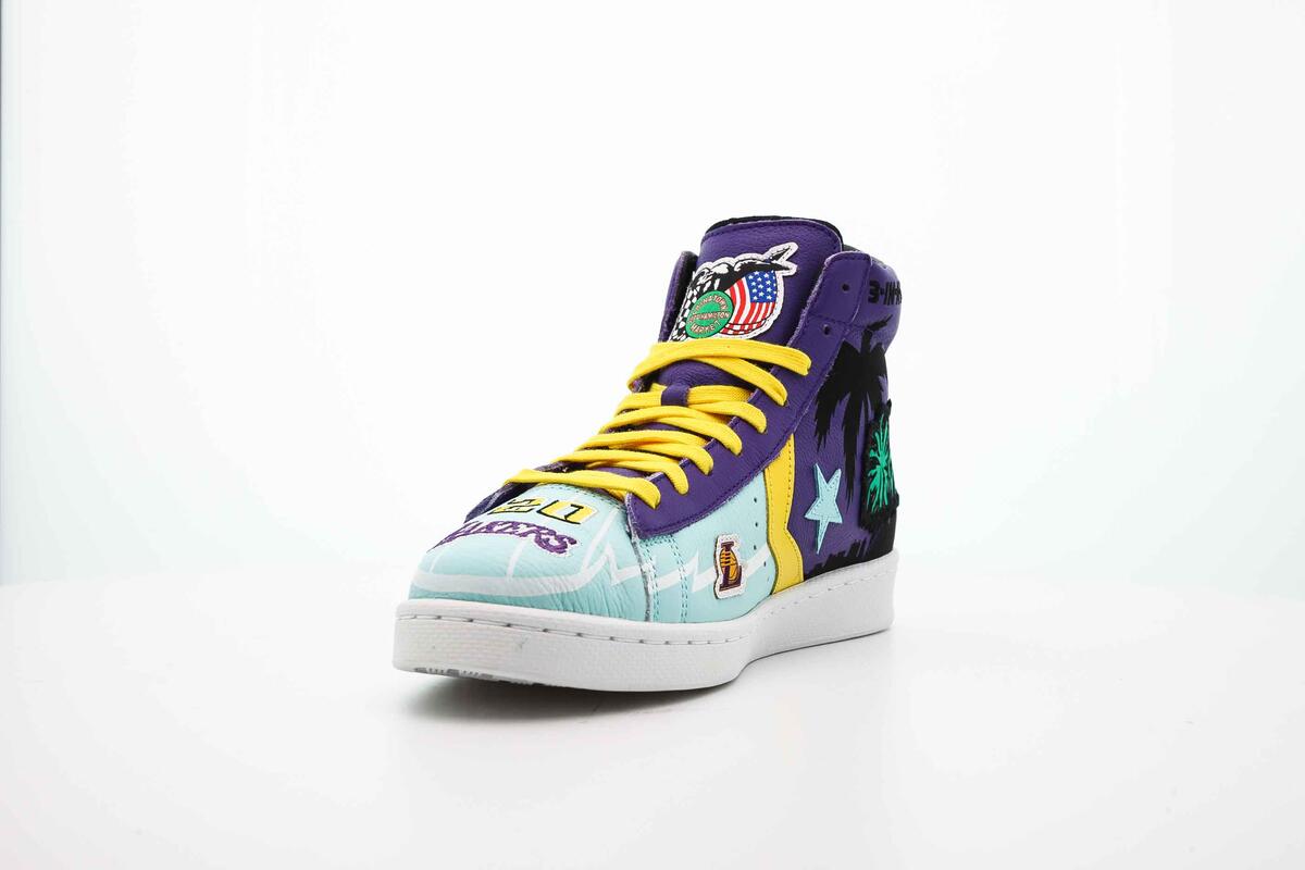 Converse x CTM x NBA x Mens Pro Leather Hi Prism 'Violet Poolside' Shoes - Image 15