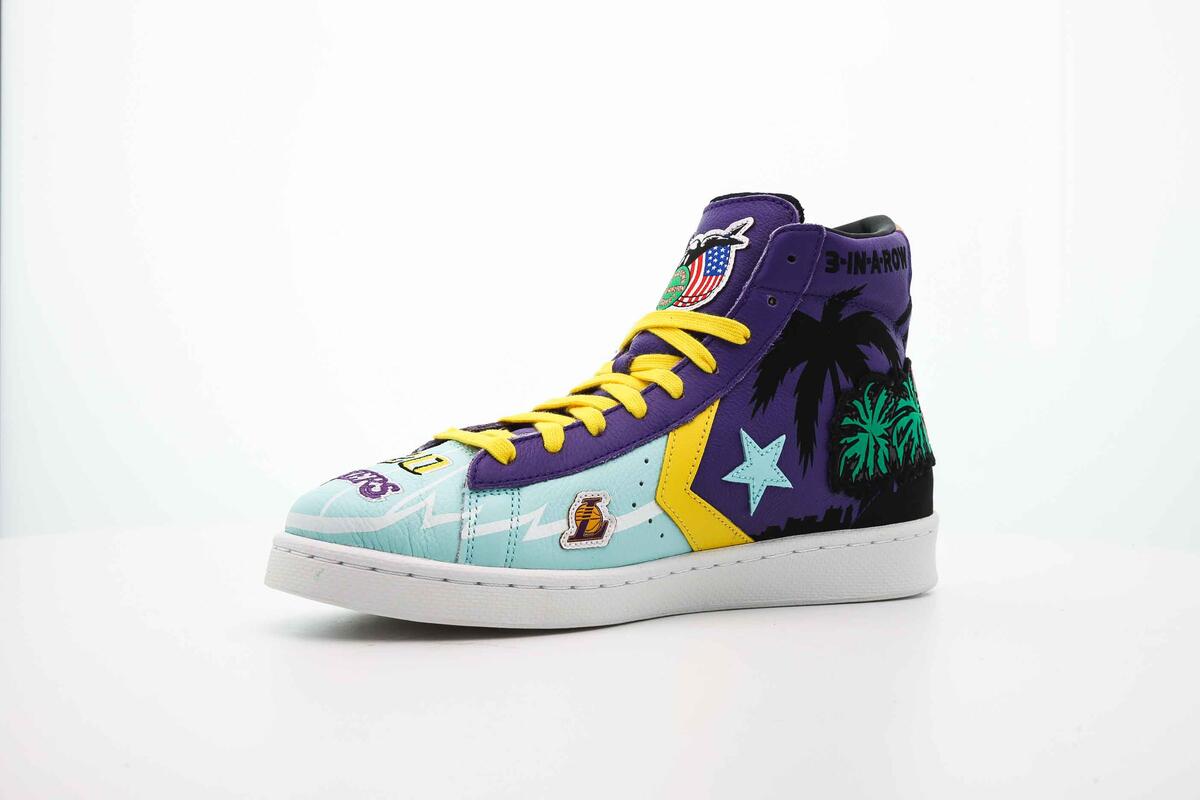 Converse x CTM x NBA x Mens Pro Leather Hi Prism 'Violet Poolside' Shoes - Image 16
