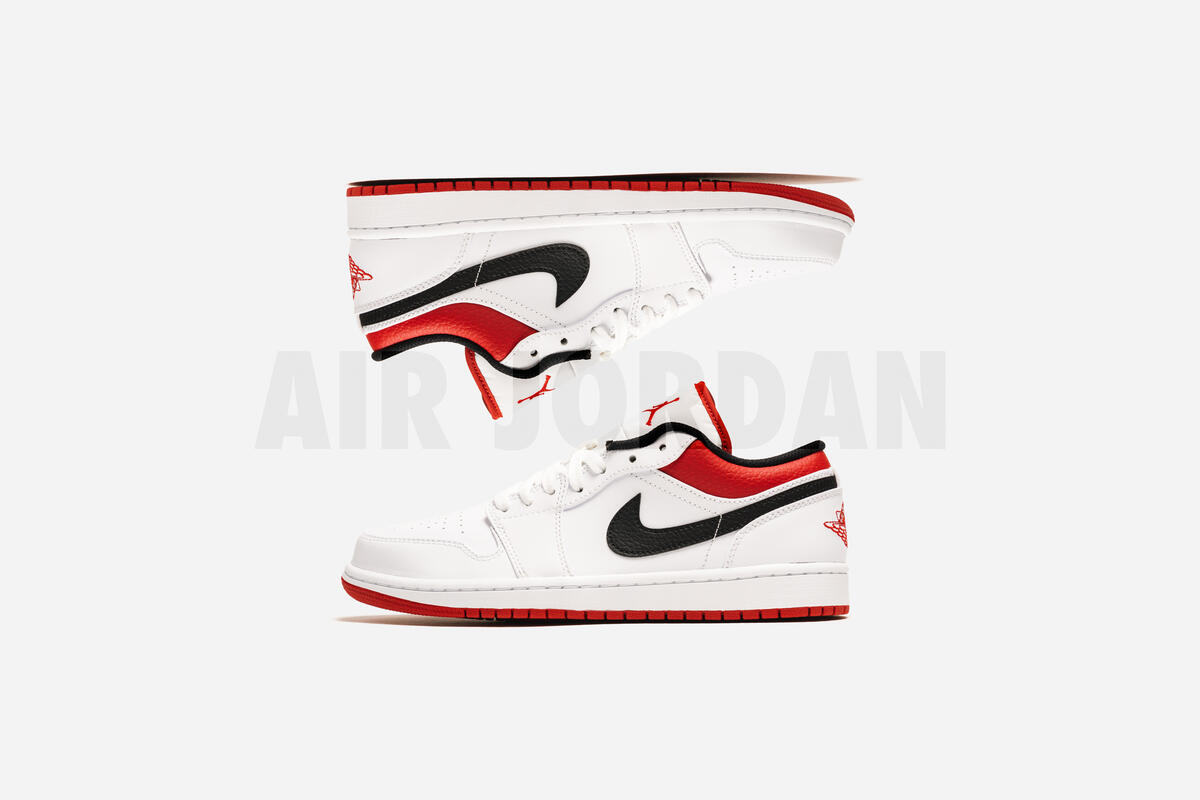 Air Jordan 1 Low White / Gym Red - Black - Image 17