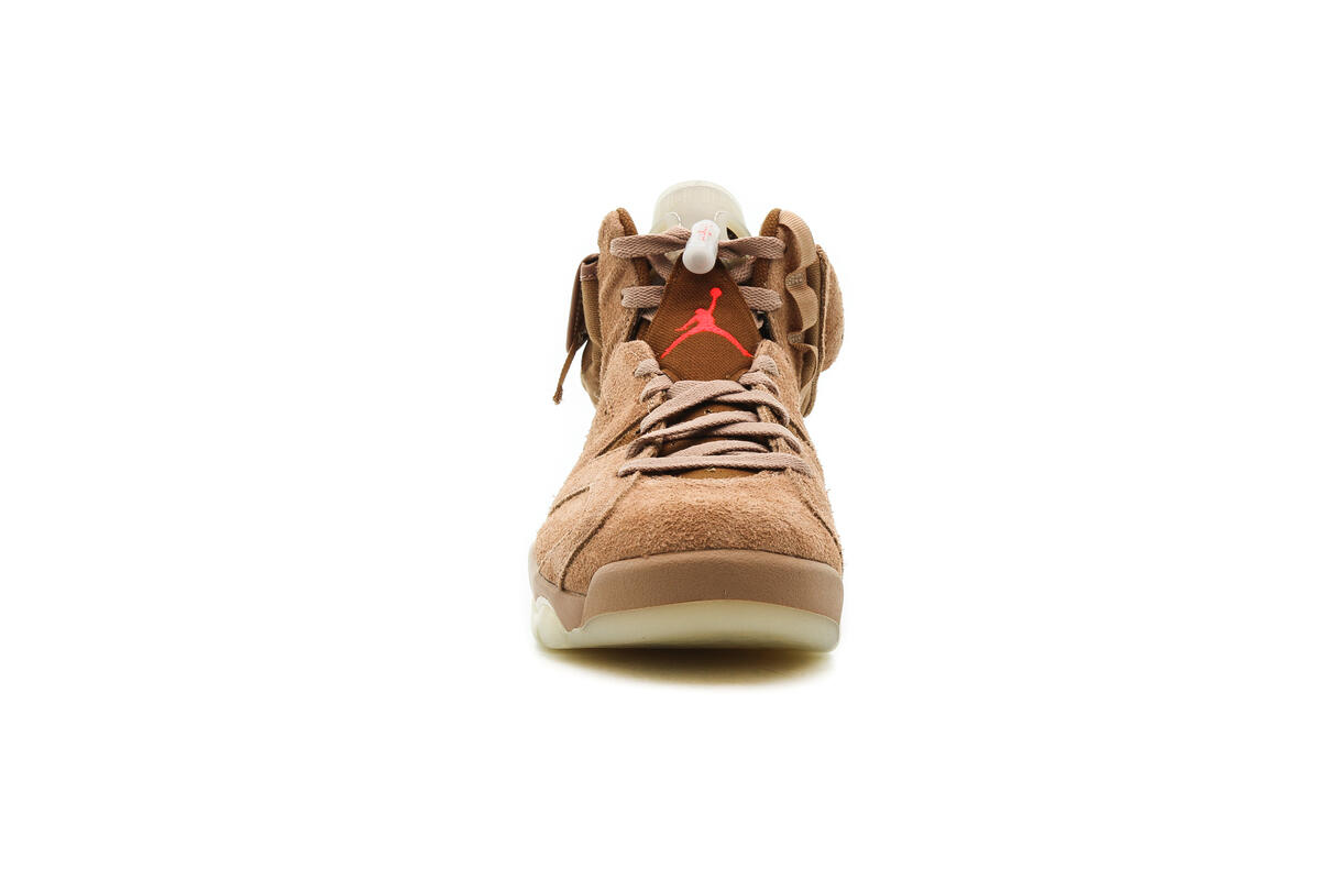 Nike x Travis Scott Air Jordan 6 Retro - British Khaki / Sail / Bright Crimson - Image 8