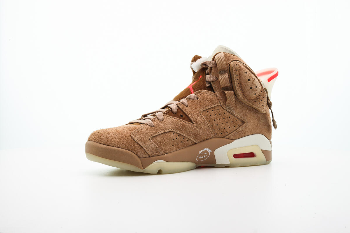 Nike x Travis Scott Air Jordan 6 Retro - British Khaki / Sail / Bright Crimson - Image 10