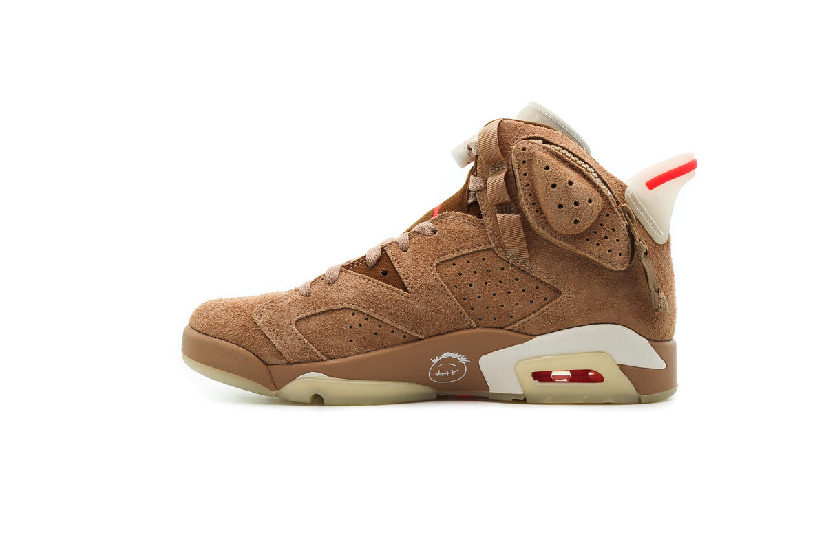 Nike x Travis Scott Air Jordan 6 Retro - British Khaki / Sail / Bright Crimson - Image 11