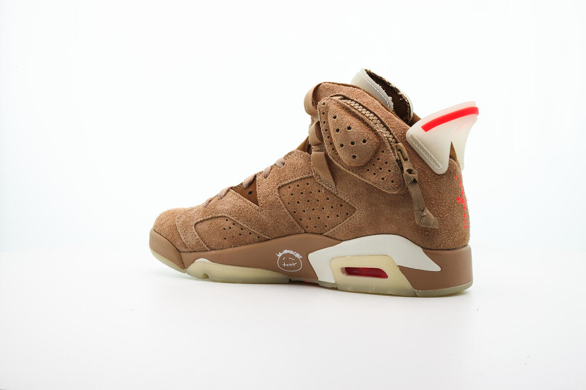 Nike x Travis Scott Air Jordan 6 Retro - British Khaki / Sail / Bright Crimson - Image 12