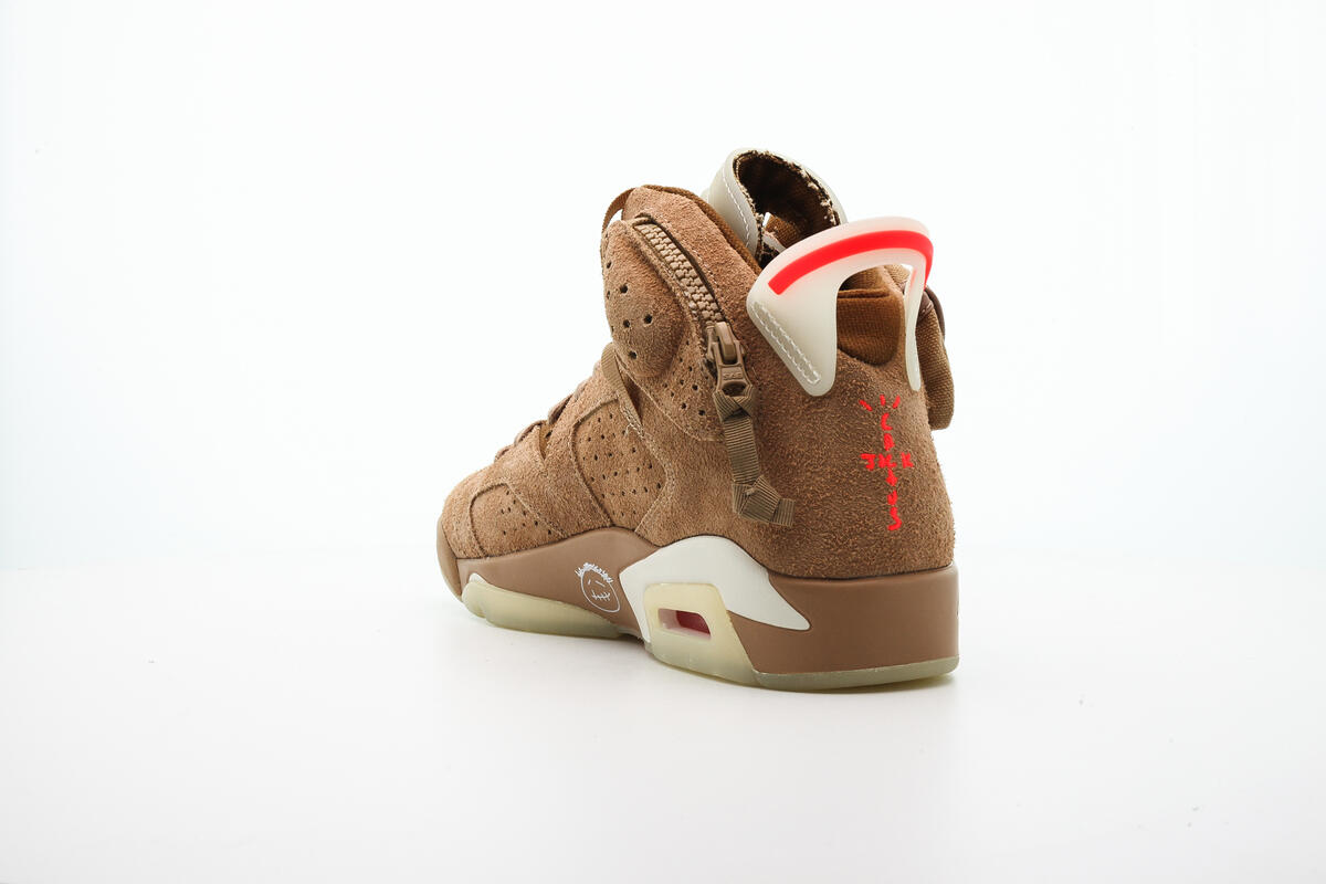 Nike x Travis Scott Air Jordan 6 Retro - British Khaki / Sail / Bright Crimson - Image 13