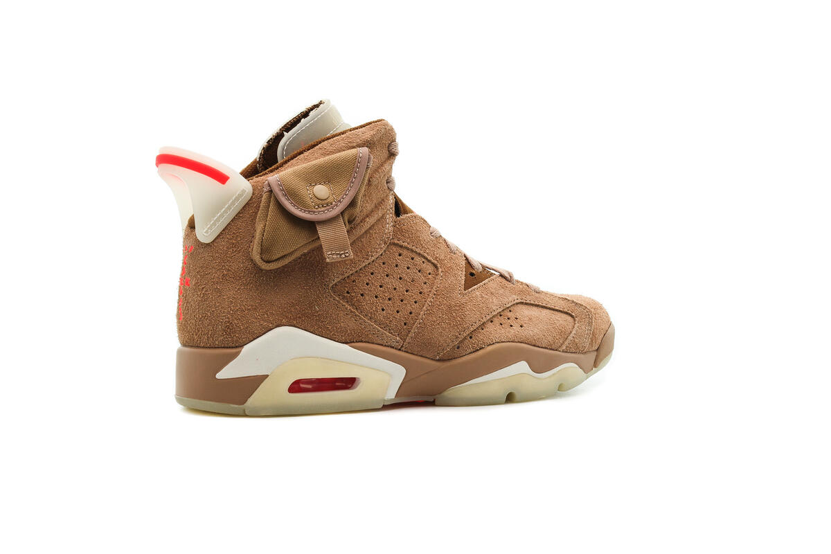 Nike x Travis Scott Air Jordan 6 Retro - British Khaki / Sail / Bright Crimson - Image 16