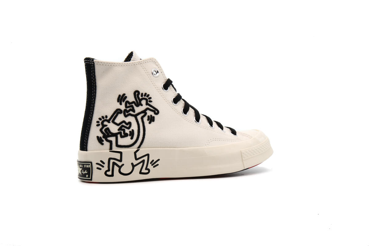 Converse x Keith Haring Mens Chuck 70 Hi Shoes 'Egret Black Red' - Image 22