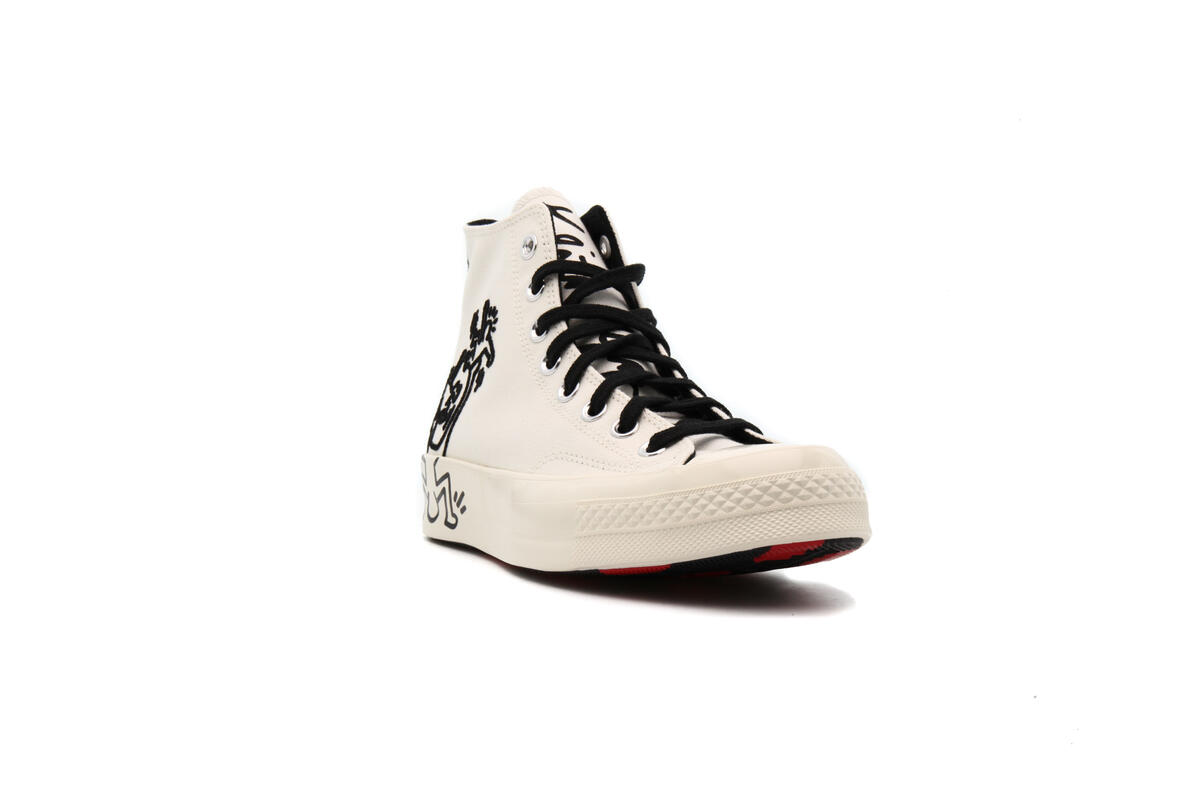 Converse x Keith Haring Mens Chuck 70 Hi Shoes 'Egret Black Red' - Image 13