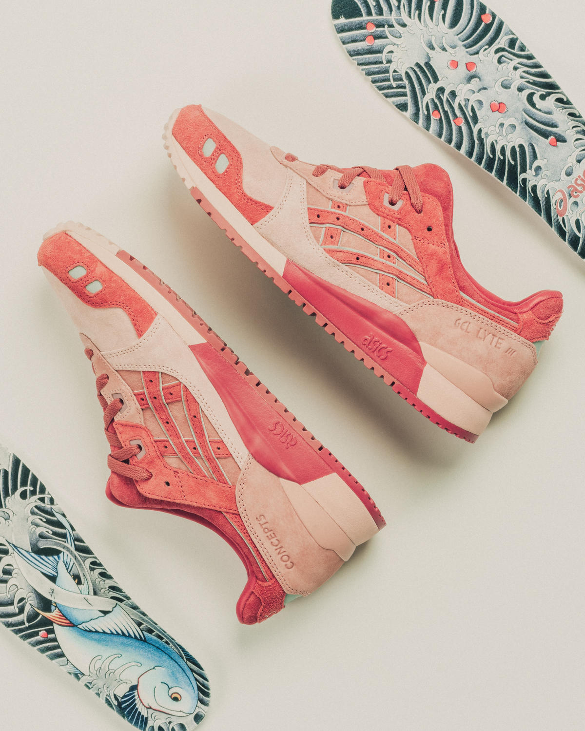 concepts x asics gel lyte iii salmon