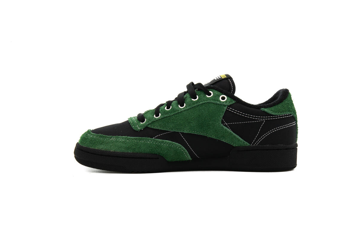 Reebok x Pleasures Mens Club C 85 Shoes 'Blk/Pine Green' - Image 8