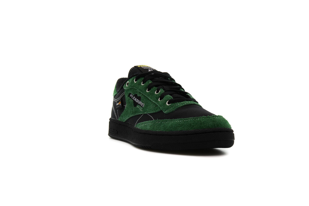Reebok x Pleasures Mens Club C 85 Shoes 'Blk/Pine Green' - Image 4