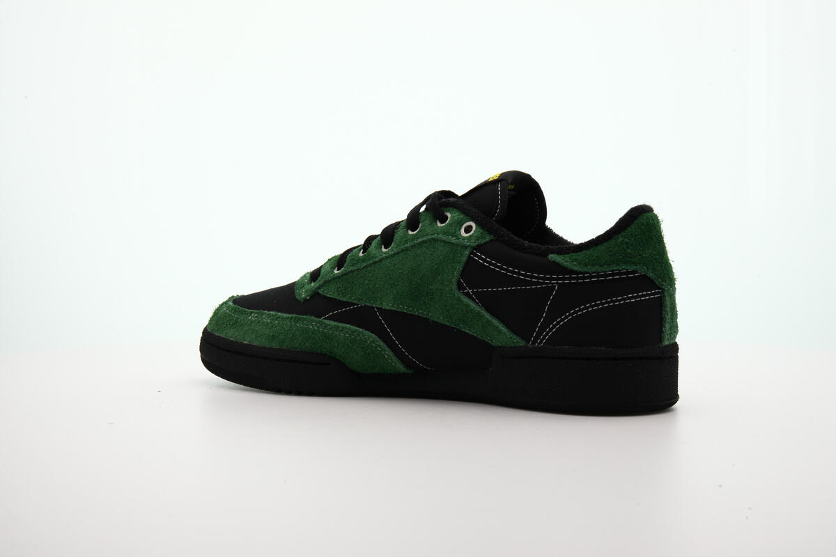 Reebok x Pleasures Mens Club C 85 Shoes 'Blk/Pine Green' - Image 6