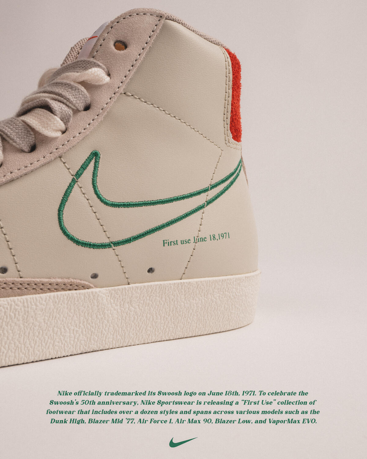Nike Blazer Mid '77 SE Light Bone / Green Noise - Cream II - Sail (Women's) - Image 25