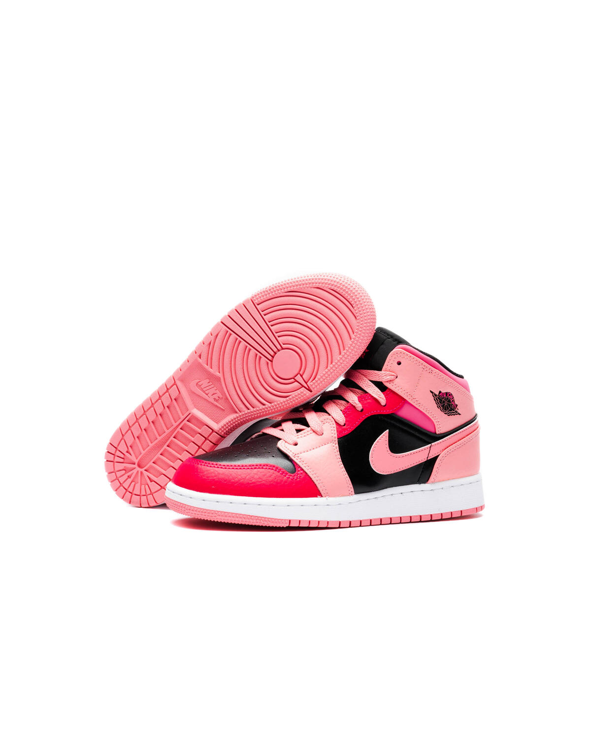 Air Jordan 1 Mid Coral Chalk Grade School Lifestyle Shoe - Black/Pink - Image 13
