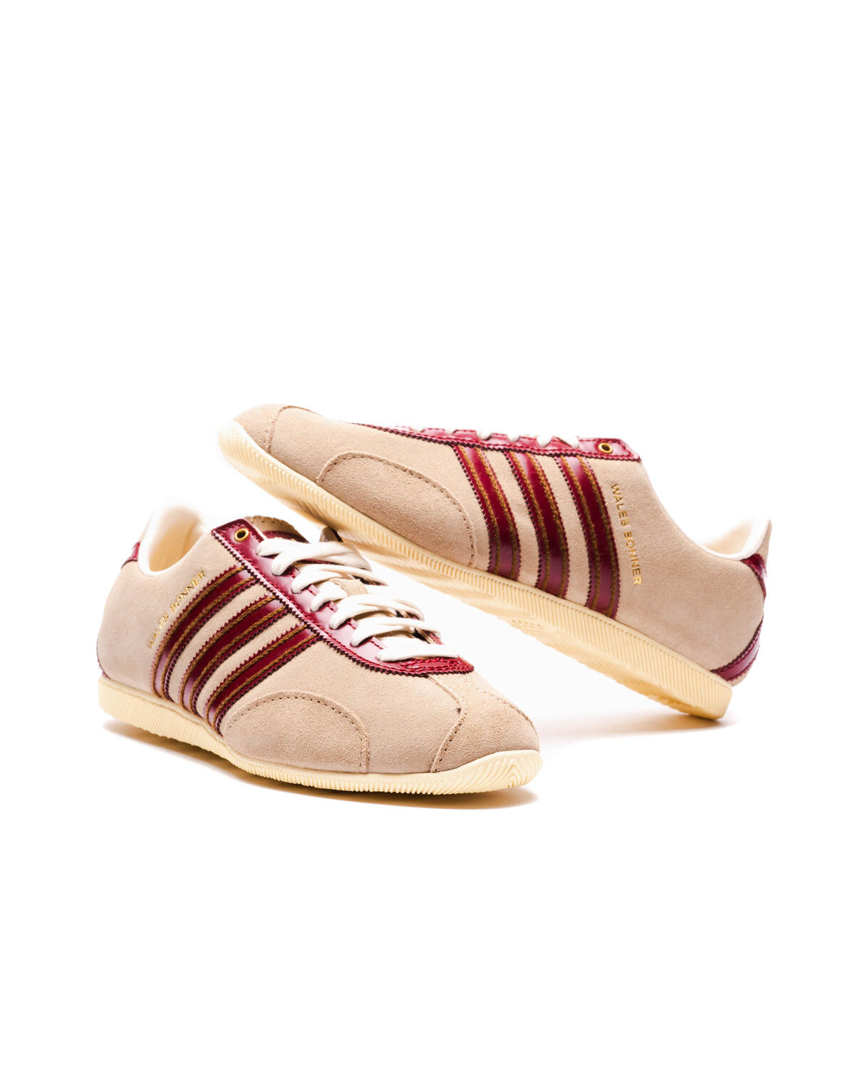 Adidas x Wales Bonner Mens WB Japan Shoes 'Cardboard/Collegiate Burgundy' - Image 5