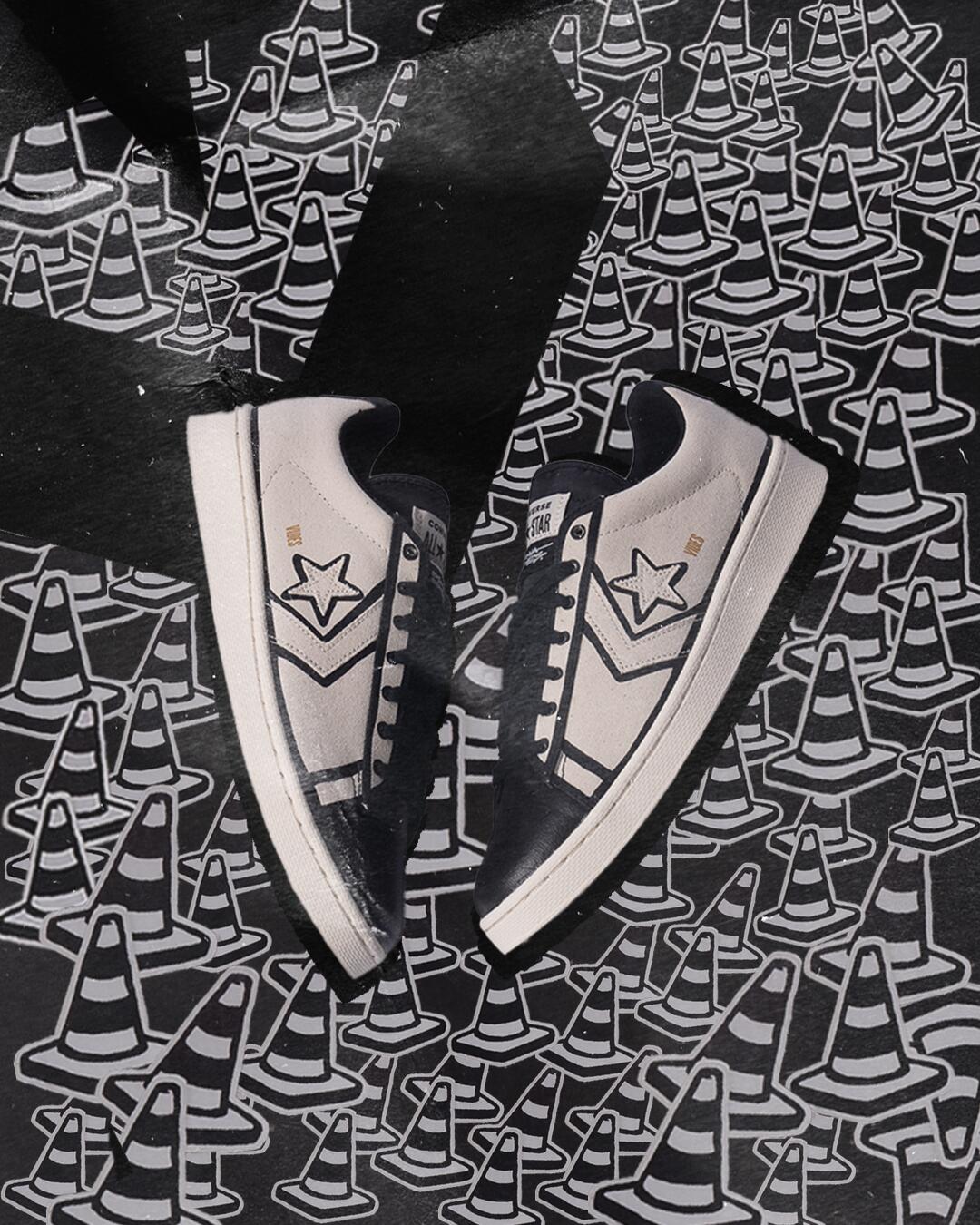 Converse x Joshua Vides Mens Pro Leather OX Shoes 'Natural Ivory/Black/White' - Image 23