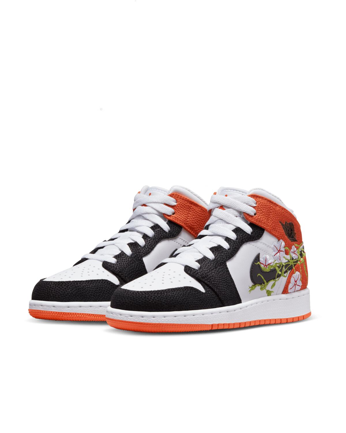 Air Jordan 1 Mid Grade School Lifestyle Shoe - Orange/Black - Image 3