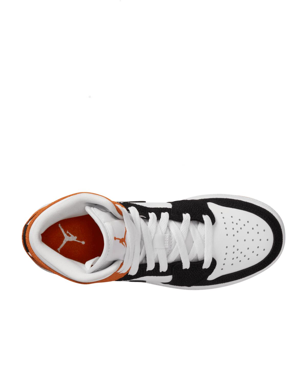 Air Jordan 1 Mid Grade School Lifestyle Shoe - Orange/Black - Image 5