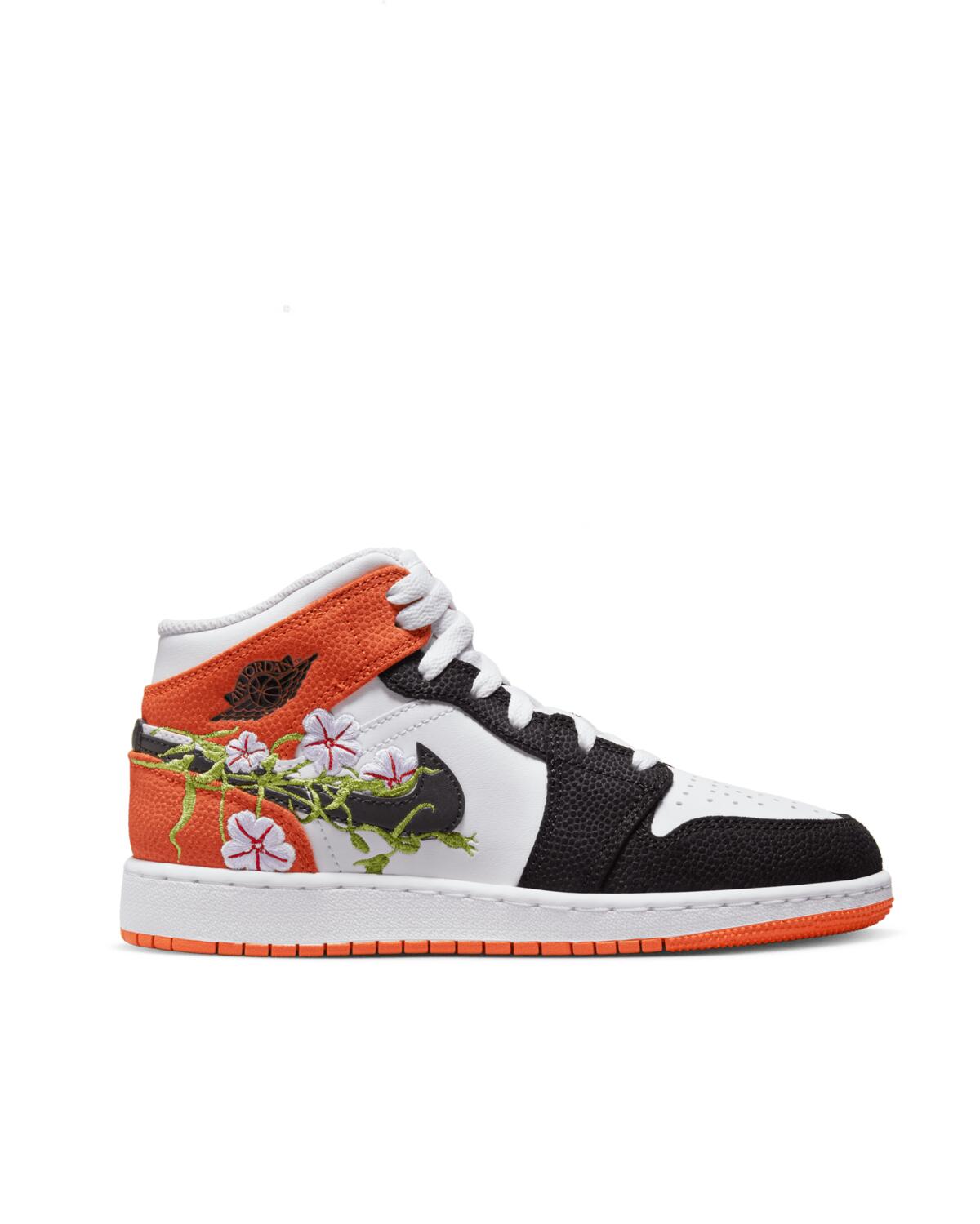 Air Jordan 1 Mid Grade School Lifestyle Shoe - Orange/Black - Image 2
