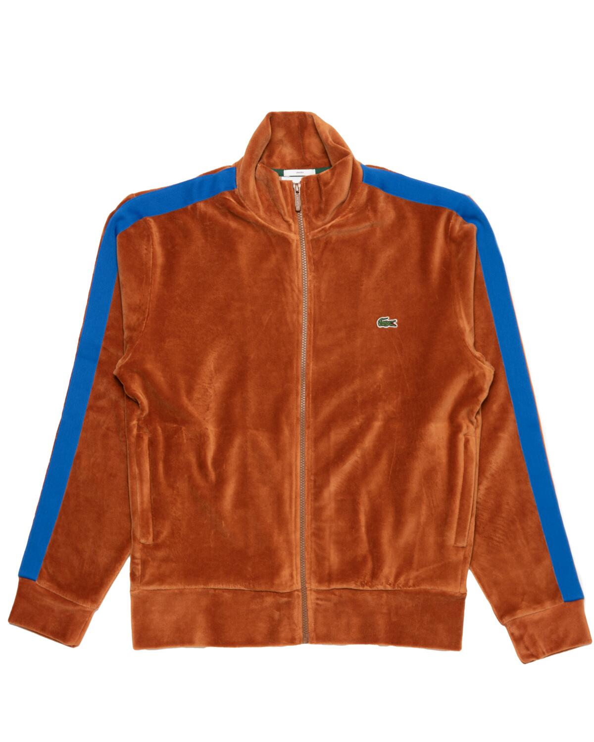 Lacoste Contrast Band Zip High Neck Velvet Sweatshirt - Image 6