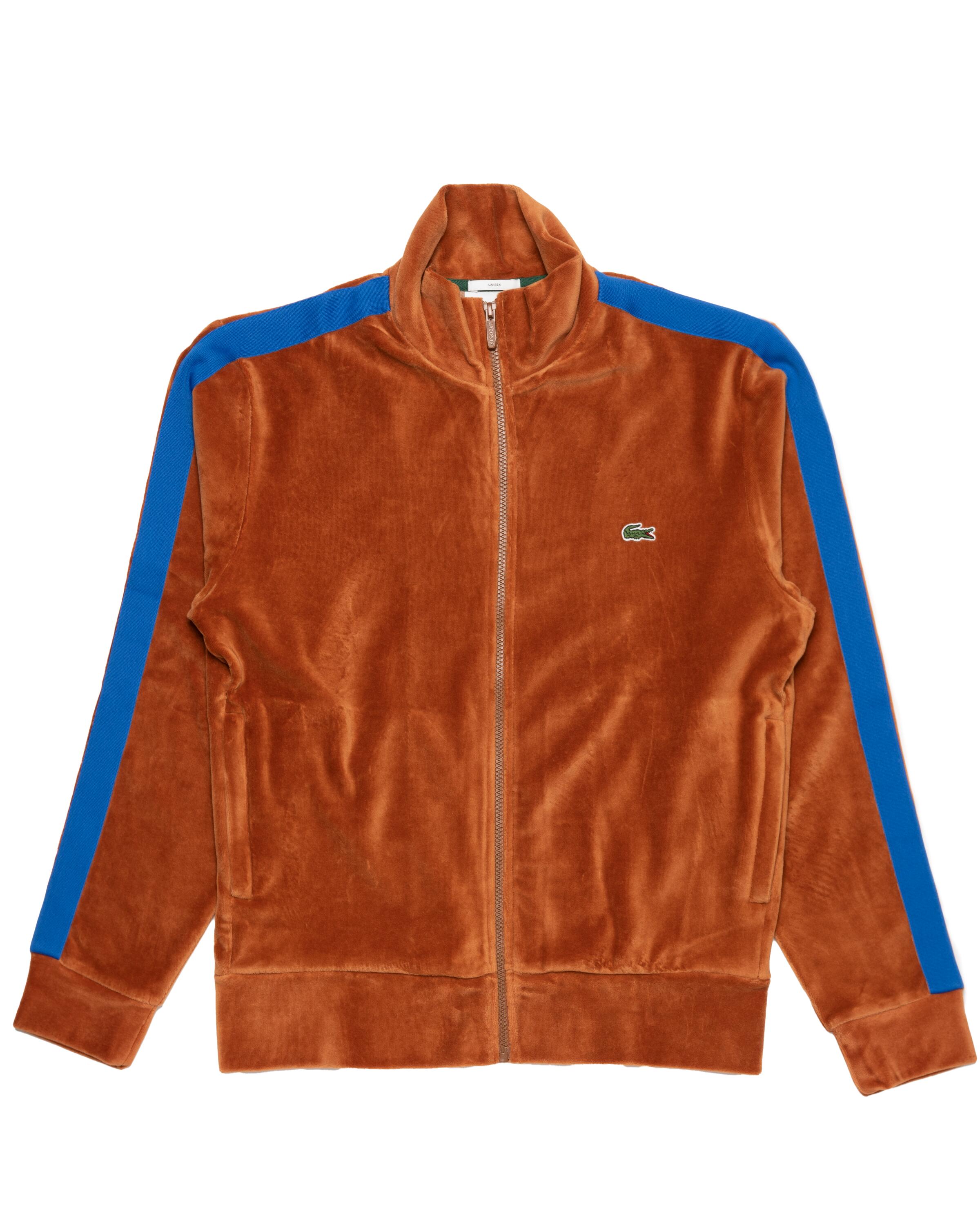 Lacoste Contrast Band Zip High Neck Velvet Sweatshirt