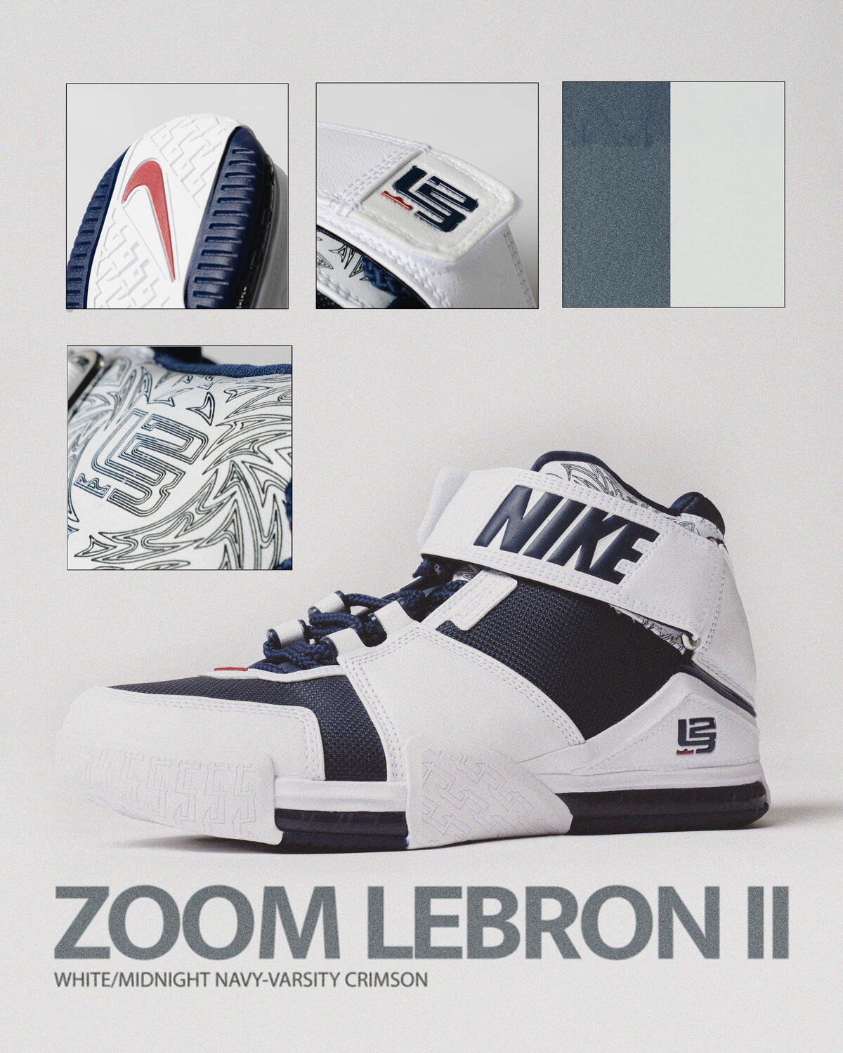 Nike Zoom Lebron 2 White / Midnight Navy / Varsity Crimson - Image 21